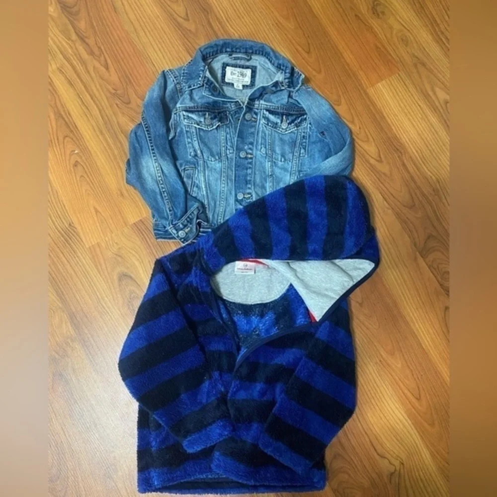 HANNA ANDERSSON and PLACE bundle of jackets fuzzy blue jean denim school size 5
